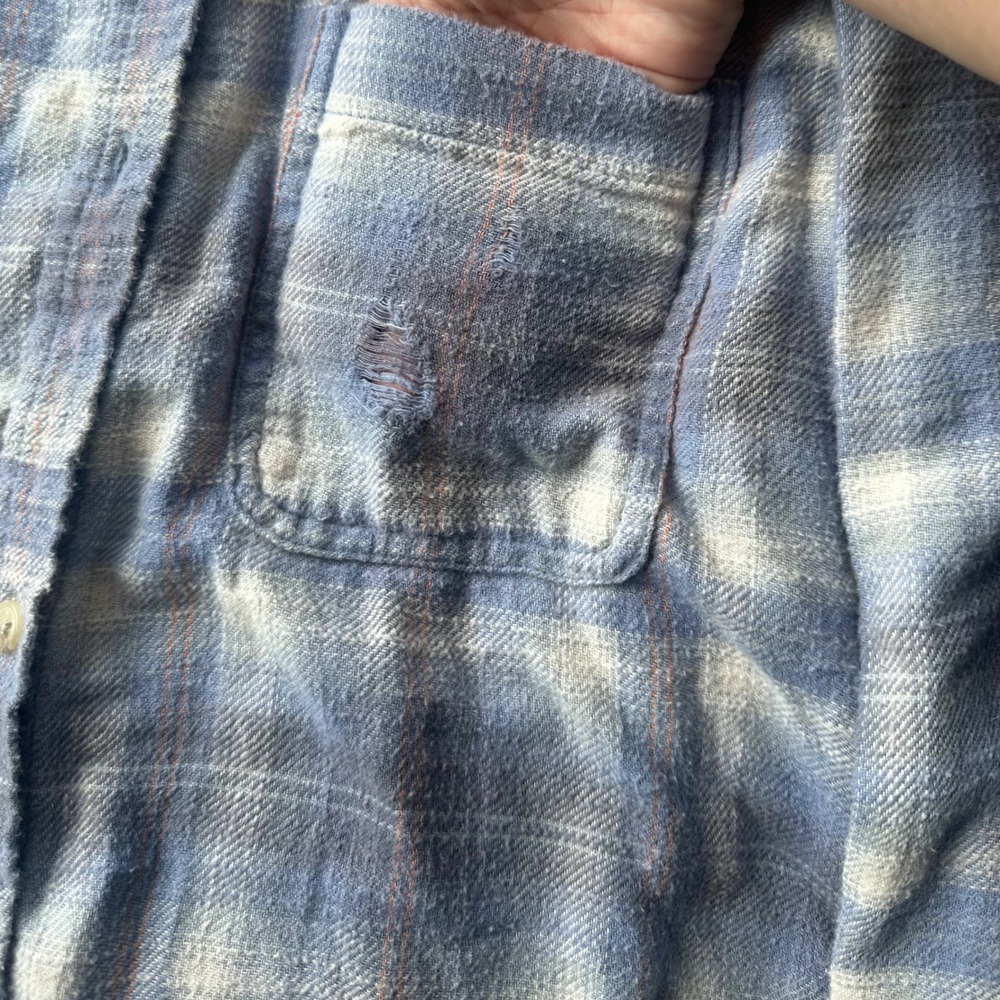 Fall Girl Blue Plaid Lumberjack Flannel Button Up Long Sleeve Shirt - Picture 5 of 6